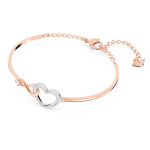 Hyperbola bangle Infinity and heart, White, Mixed metal finish